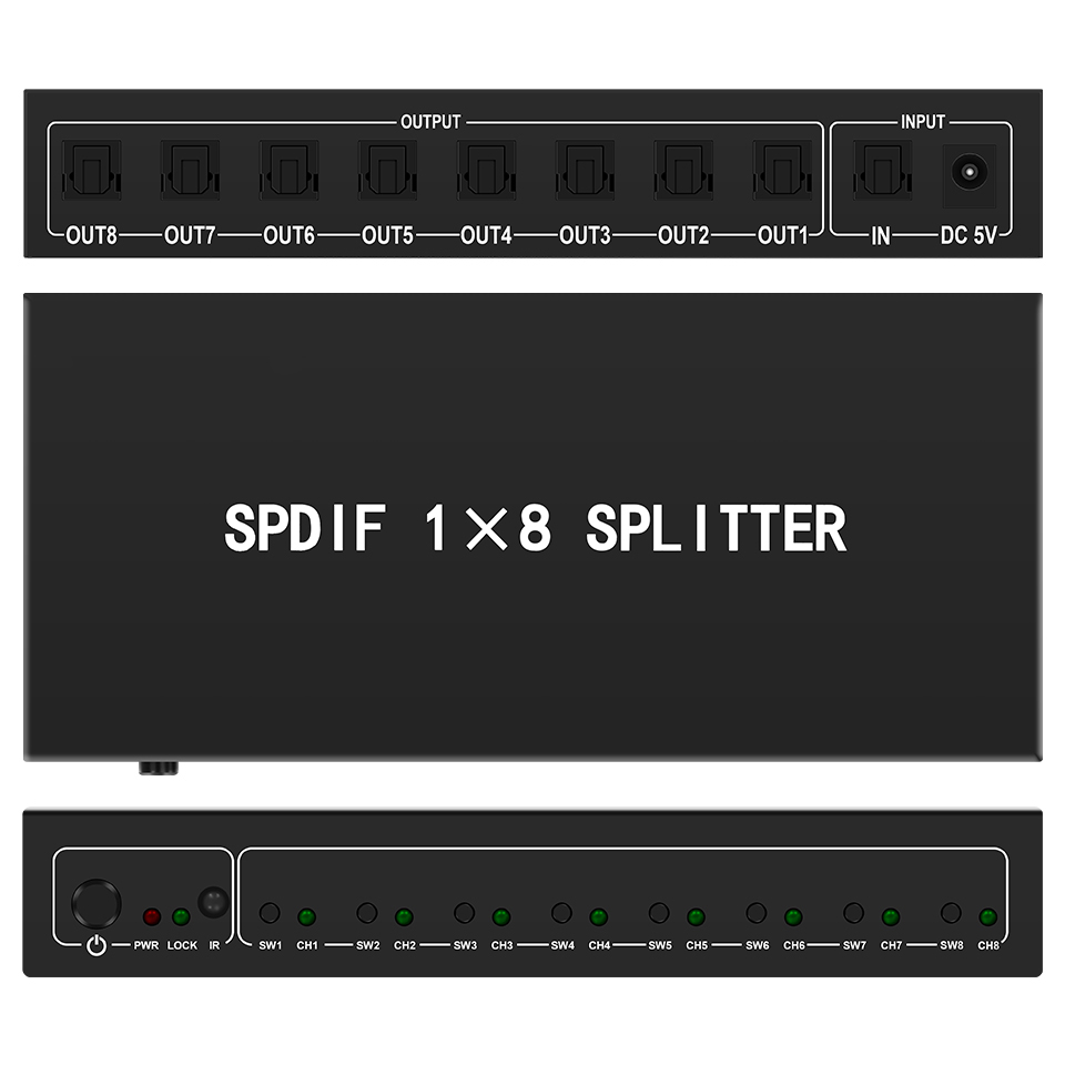 Optical Audio Splitter,1 in 8  - Audio Home Cinema ulasan dan harga